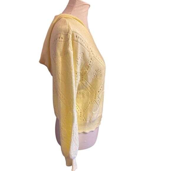 SHEIN Yellow Crochet Hooded Sweater Size Medium-NWOT - Picture 8 of 14